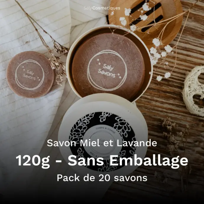 Savon Miel et Lavande 120g Sans Emballage - Pack de 20