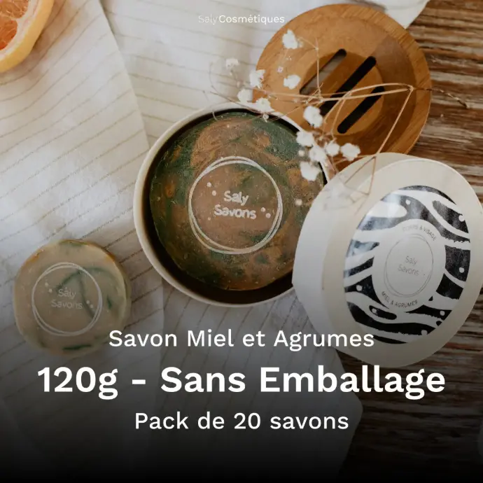 Savon Miel et Agrumes 120g Sans Emballage - Pack de 20
