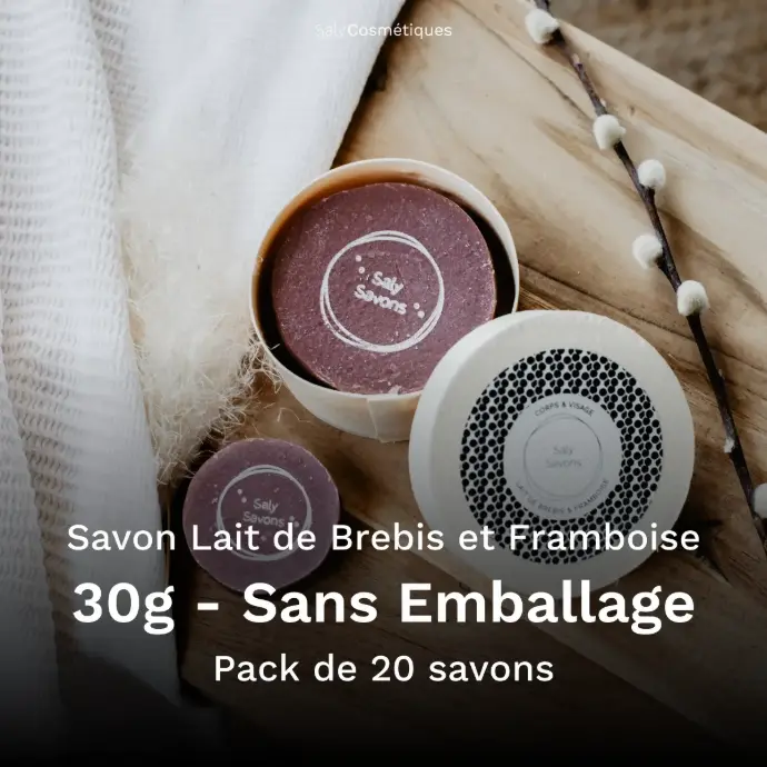 Savon Lait de Brebis et Framboise 30g Sans Emballage - Pack de 20