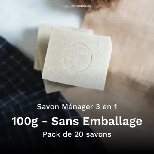 [B2B-DI001CS-X20] Savon Ménager 3 en 1 100g Sans Emballage - Pack de 20